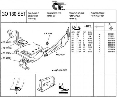 Rimoldi & CF - BORDATORE DOPPIO PASSAGGIO MEDIO PER PFAFF 487 ART. GO130 SET