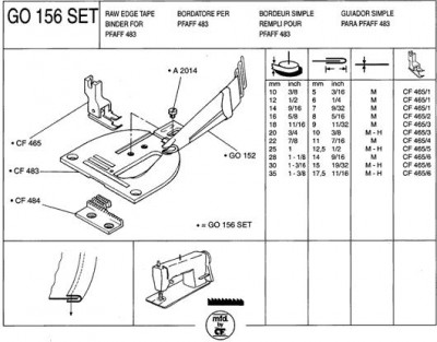 Rimoldi & CF - BORDATORE SEMPLICE PASSAGGIO MEDIO x PFAFF 483 ART.GO156 SET