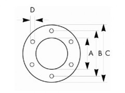 Del Giudice - GUARNIZIONE PER GHIDINI SIDI 6 FORI A=89 B=121 C=150 D=12 