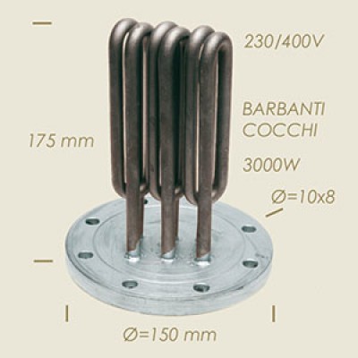  - RESISTENZA BARBANTI/COCCHI W.3000 V.230/400 FLANGIA Diam.mm.150, 8 Fori Diam.mm.10, Altezza mm.175  