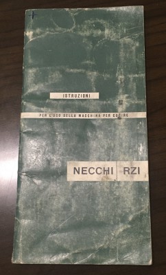 Necchi - LIBRETTO ISTRUZIONI PER NECCHI RZI/720